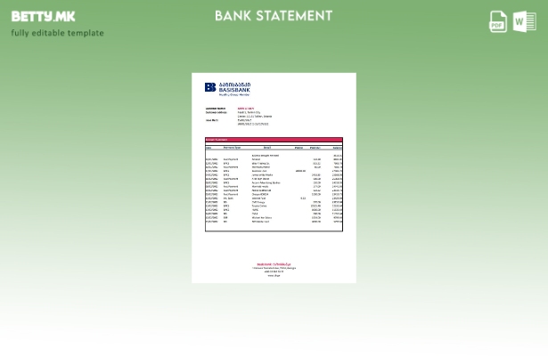 модерен стил Џорџија Основа банка извод xls шаблон